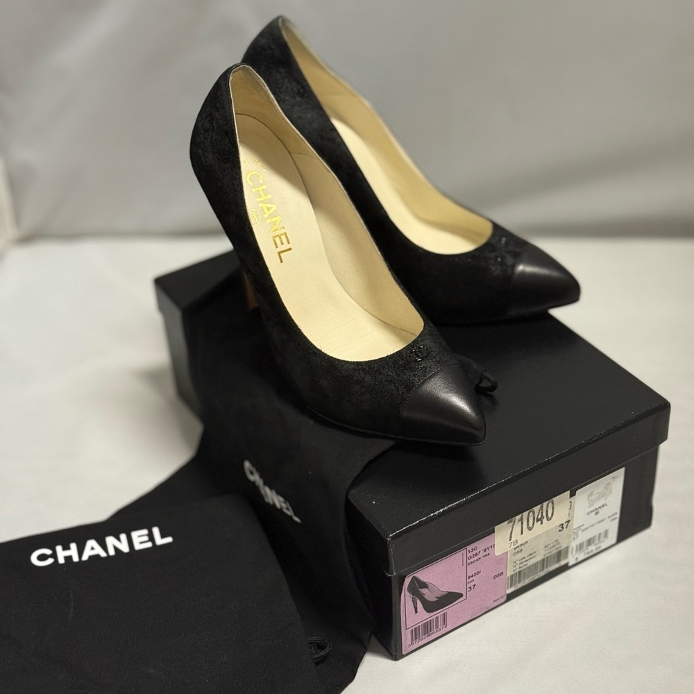 CHANEL Black Leather Heels